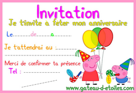 Invitation anniversaire Peppa Pig carte à gratter digitale virtuelle  numérique